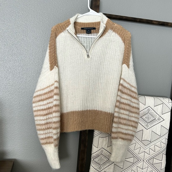 French Connection | Nika Half Zip Knit Sweater | Cream Pullover | Size M - Picture 5 of 6